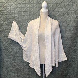 Newbury Kustom White Gauze/Linen Open Front Cardigan